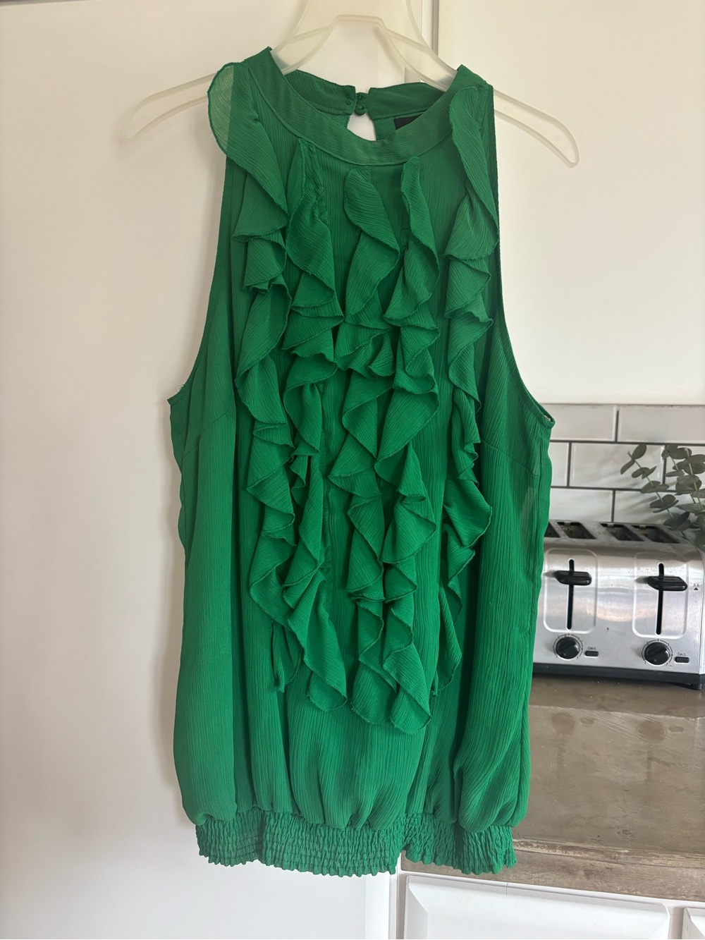Mossimo Supply Co. Emerald Green Ruffle Front Sleeveless Camisole